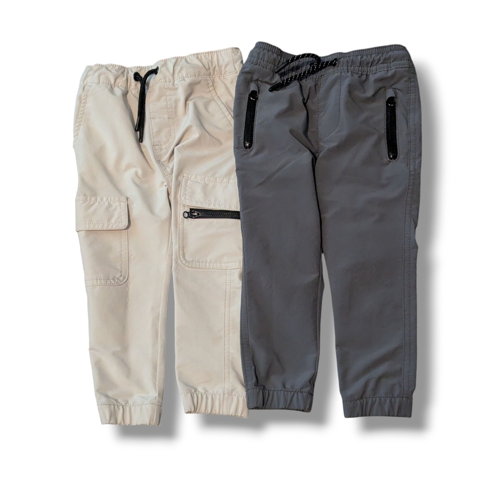 Cat & Jack 2T Boys Jogger Pants - Cream and Gray